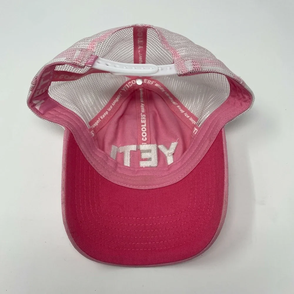 YETI Cooler Pink Embroidered Mesh SnapBack Baseball‎ Cap Hat Trucker Mesh
